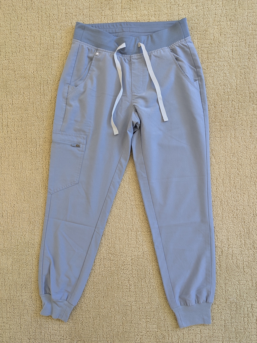 FIGS Zamora Jogger Scrub Pants Women XS Petite Vapor Blue Stretch Uniform